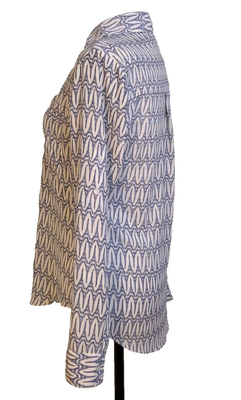 Express Express Portofino Size XS Blouse Eifel Tower Roll Tab Sleeve Size XS / US 0-2 / IT 36-38 - 5 Thumbnail