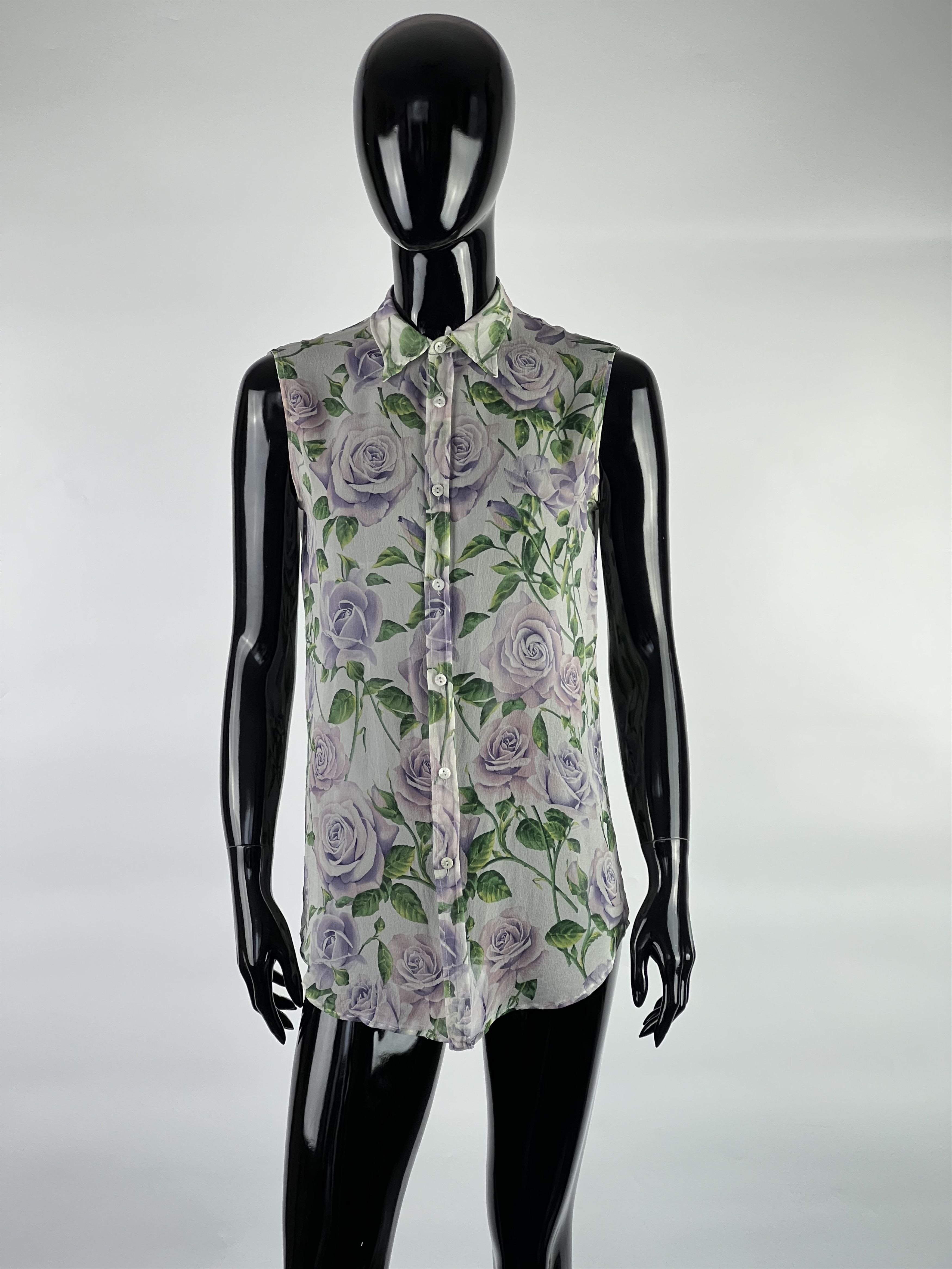 Dolce & Gabbana D&G Silk Sleeveless Button Up Shirt Blouse Roses Print Size M / US 6-8 / IT 42-44 - 1 Thumbnail