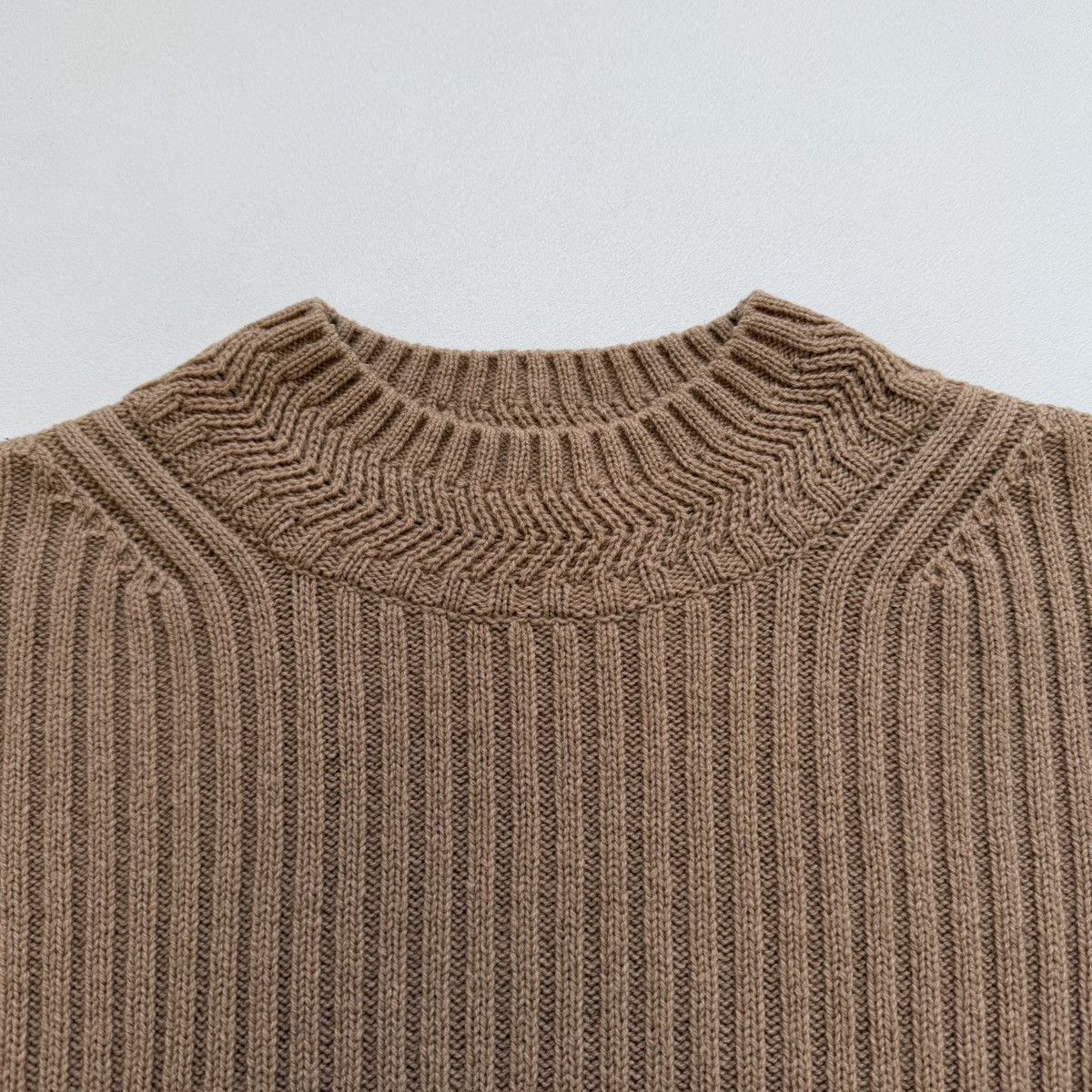 Dries Van Noten Camel Ribbed Knit Boxy Wool Sweater Size US M / EU 48-50 / 2 - 6 Thumbnail