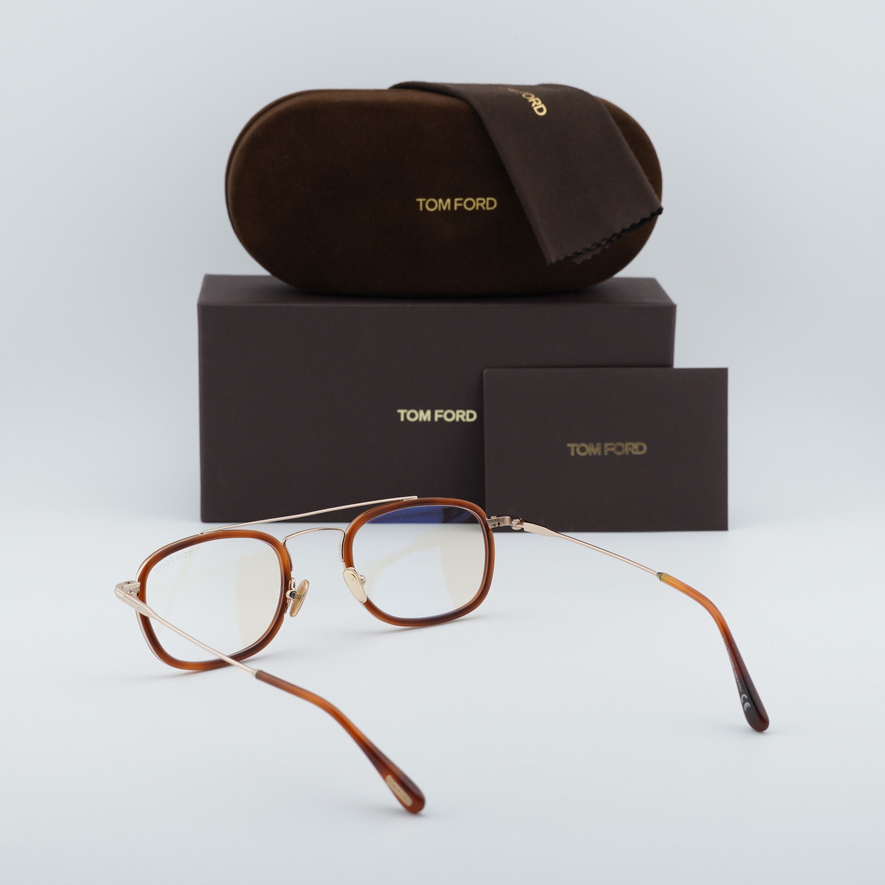 Tom Ford Tom Ford FT5677-B 053 Eyeglasses Havana/Gold 50mm Square Size ONE SIZE - 8 Thumbnail