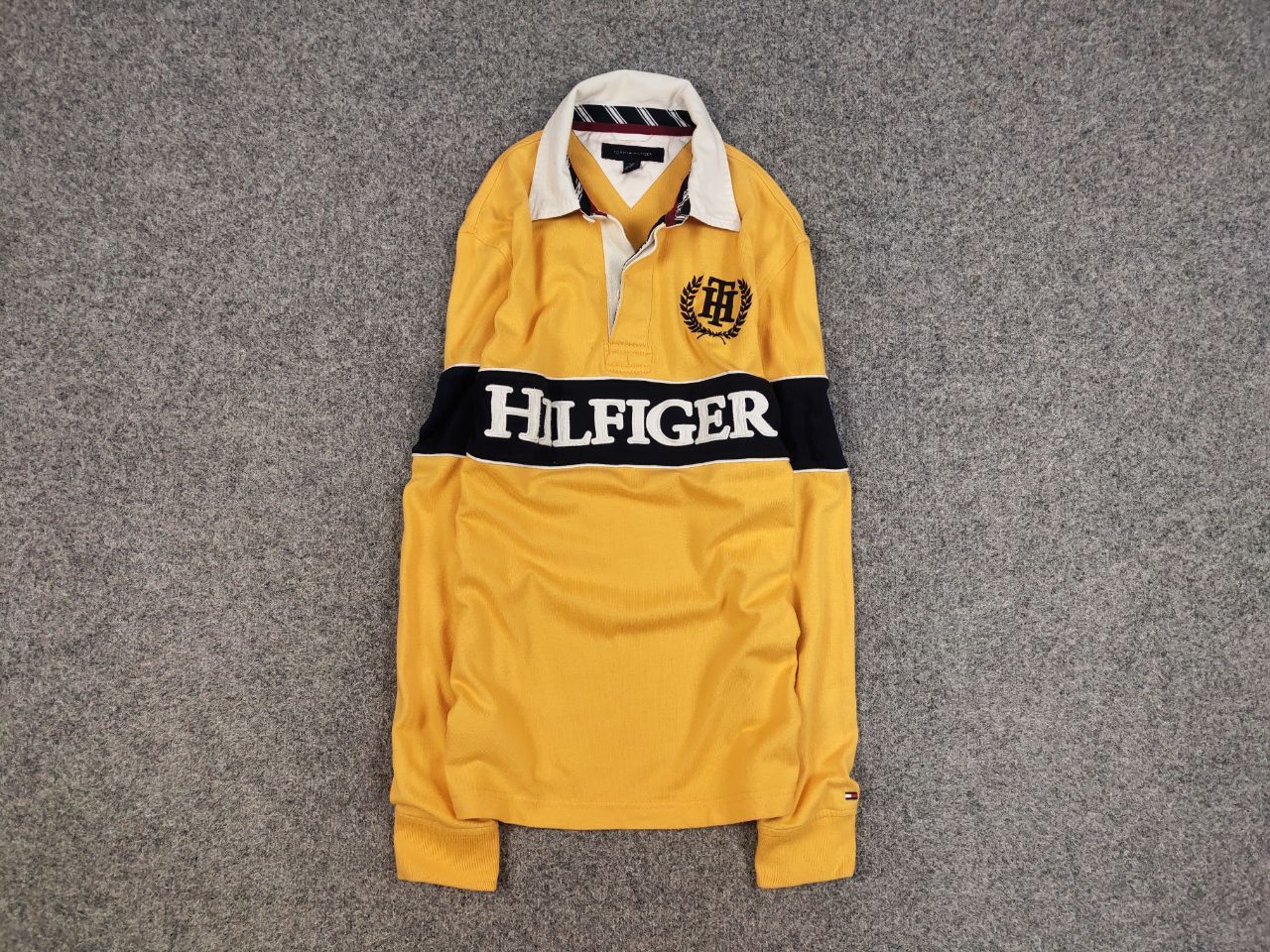 Tommy Hilfiger Vintage Tommy Hilfiger embroidered Yellow Rugby Long Sleeve Size US S / EU 44-46 / 1 - 1 Thumbnail
