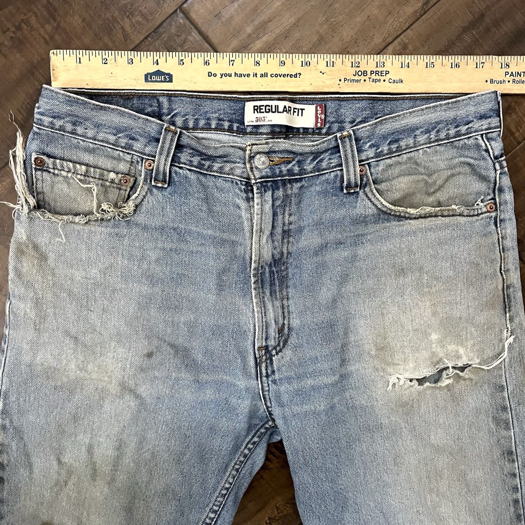 Levi's VINTAGE Levi's Jeans Mens 36x32 Blue 505 Washed Distressed Denim Pants Straight 5-Pocket 100% Cotton Regular) Size US 36 / EU 52 - 2 Thumbnail