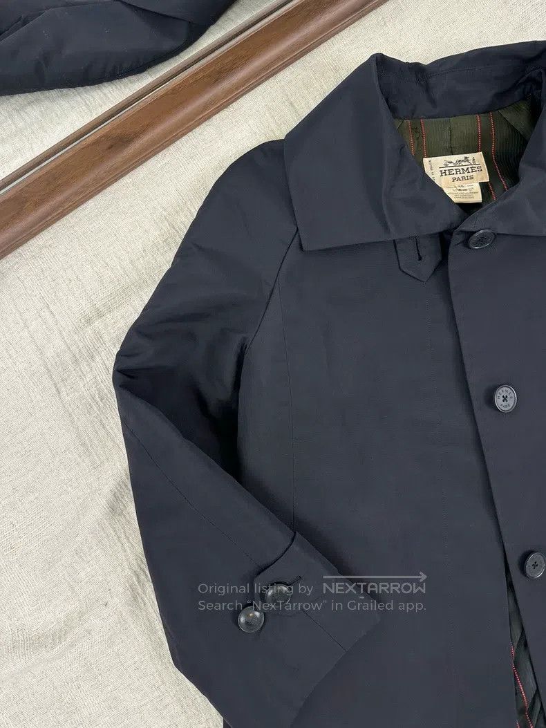 Hermes Hermes Silk Windproof Long Coat Trench Jacket, Black Size S / US 4 / IT 40 - 6 Thumbnail