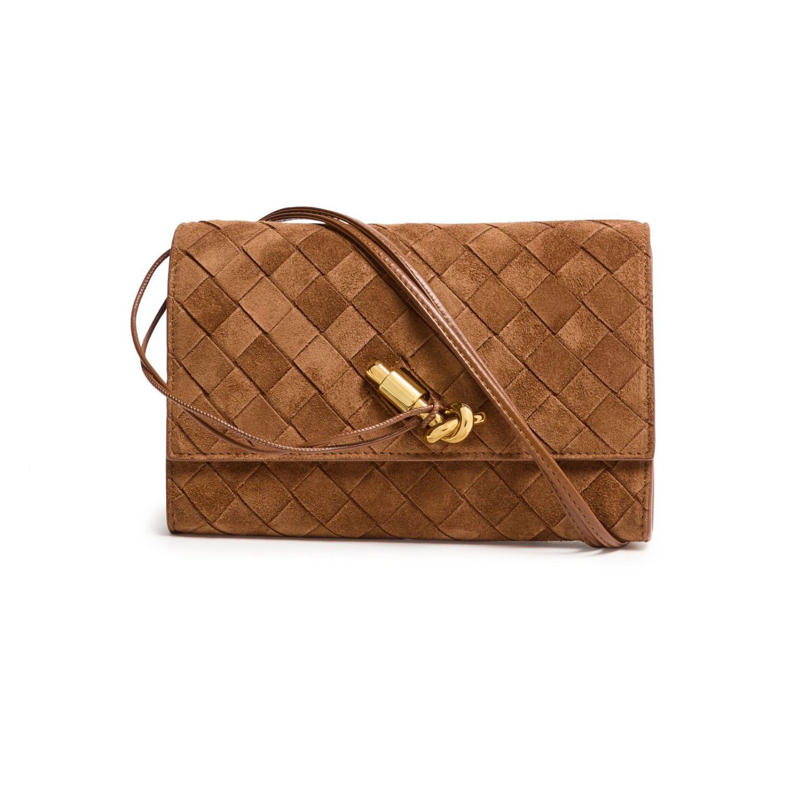 Bottega Veneta BOTTEGA VENETA Andiamo $2200 Amber Suede Pouch On Strap New Size ONE SIZE - 1 Thumbnail