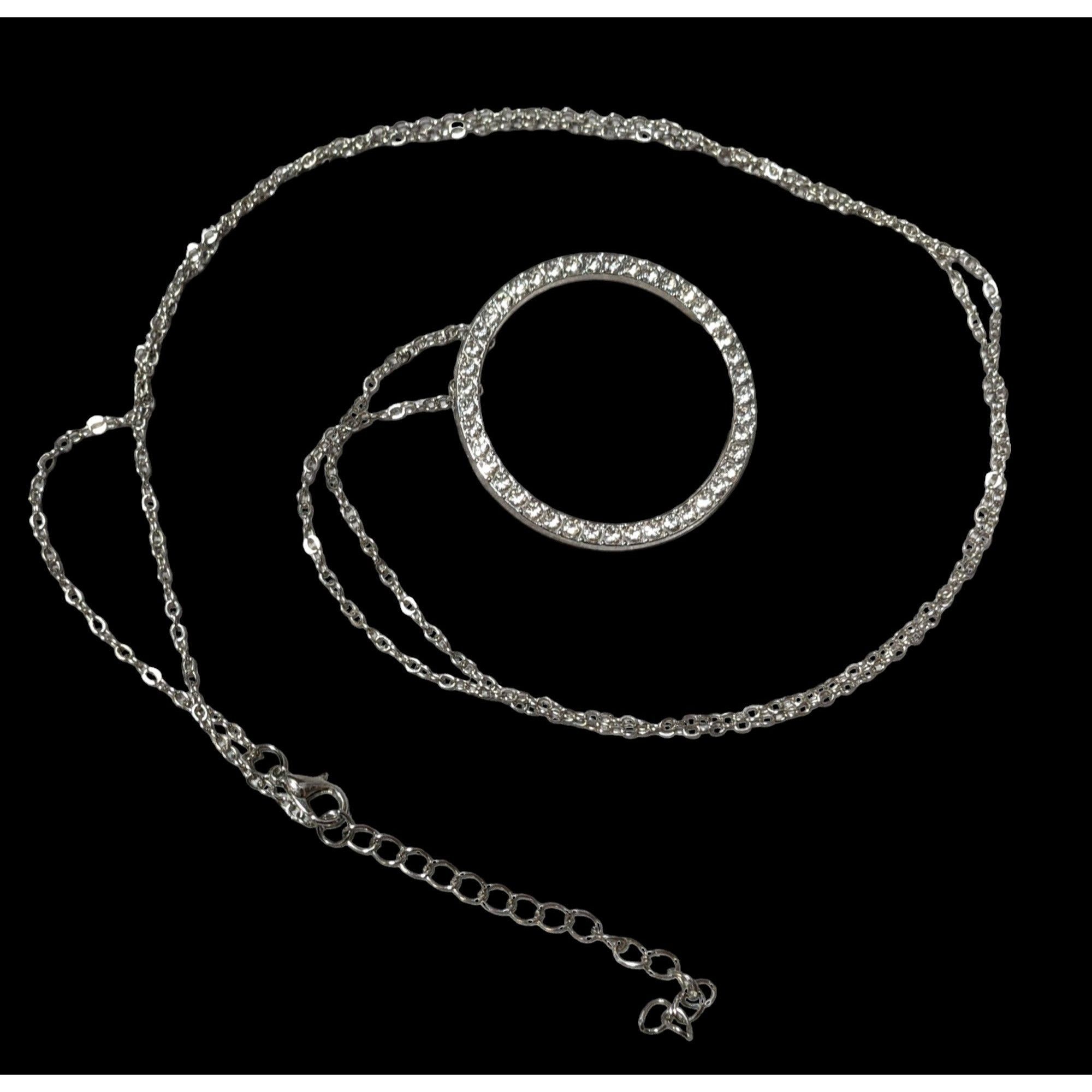 Other Silver Rhinestone Open Circle Pendant Necklace Size ONE SIZE - 1 Thumbnail
