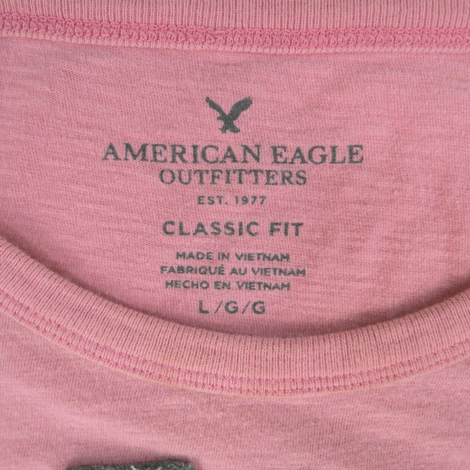 American Eagle Outfitters American Eagle Pink Graphic T-Shirt with Eagle Patch Mens L Size US L / EU 52-54 / 3 - 4 Thumbnail