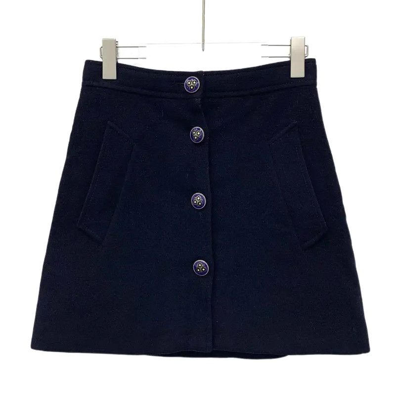 Miu Miu XS Navy Wool Mini Skirt 0089