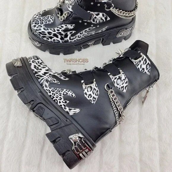 Alexander Wang Anthony Wang Dreamz Punk Goth 2.5" Platform Ankle Boots Leop Size US 6 / IT 36 - 9 Thumbnail