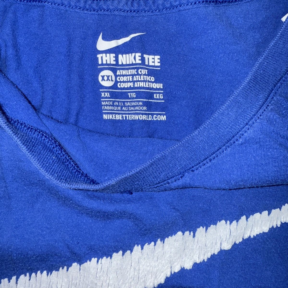Nike × Vintage Nike blue and white t-shirt big nike swoosh Size US XXL / EU 58 / 5 - 3 Thumbnail