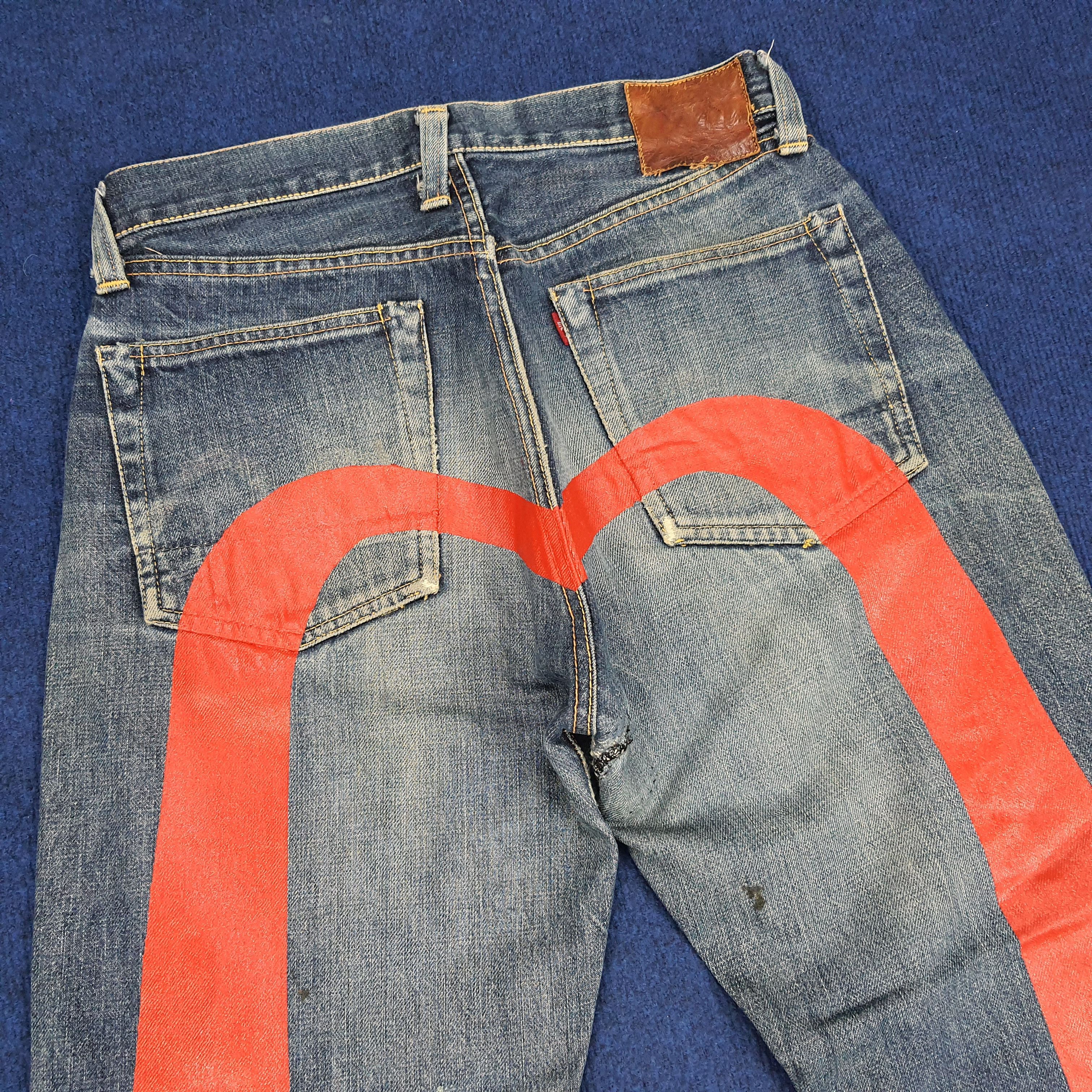 Japanese Brand × Vintage Vintage Evisu Selvedge Custom Red Daicock Jeans Size US 28 / EU 44 - 2 Thumbnail