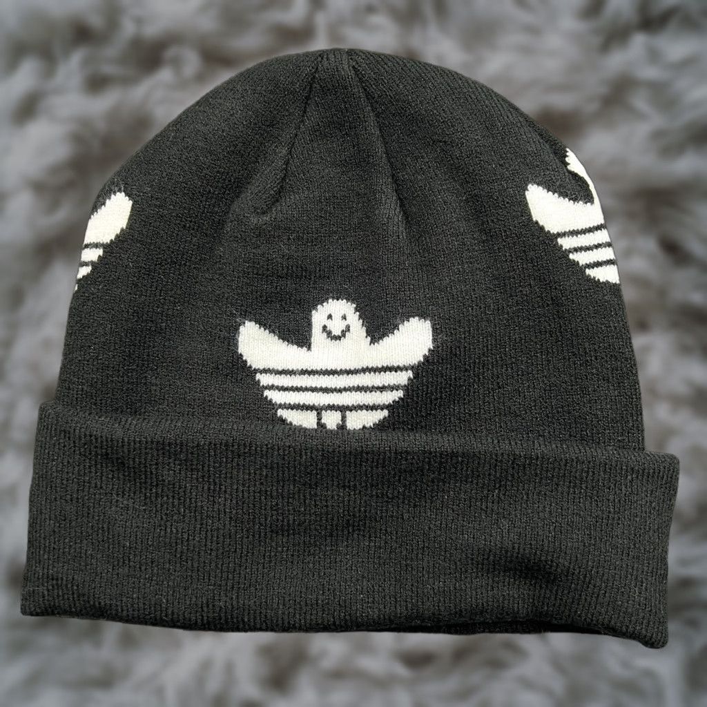 Adidas adidas Shmoo Beanie Beanie Hat One Size Trefoil Black White OSFA Unisex Adults Knit Acrylic Thermal Beanie Mens Womens Boys Girls Size ONE SIZE - 1 Thumbnail