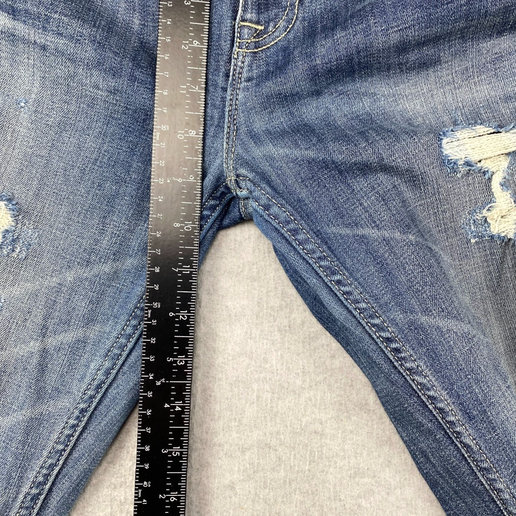 Vintage VIGOSS The Chelsea Skinny Jeans Womens 35 x 30 Blue Distressed Stretch Denim Skinny Pants Regular Blue Womens Size 24" / US 00 / IT 34 - 7 Thumbnail