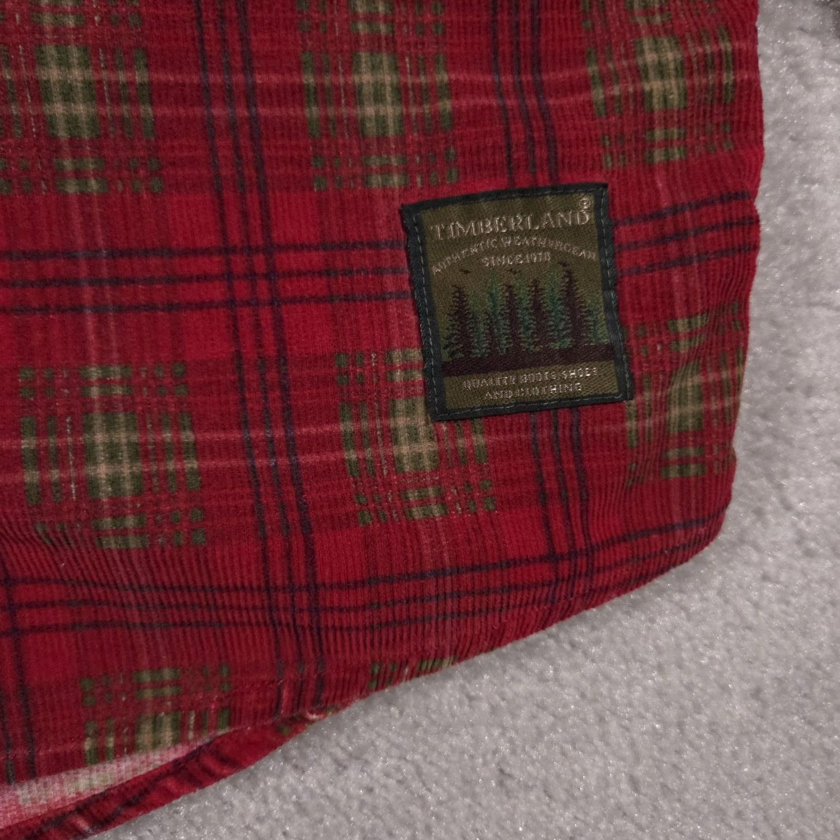 Timberland VINTAGE Timberland Shirt Mens Large Red Plaid Corduroy Button-Down 90s Weathergear Moderate Wear Mens Size US L / EU 52-54 / 3 - 5 Thumbnail