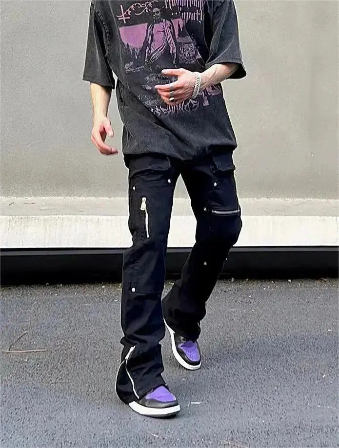 Japanese Brand Straight leg micro flared zippered jeans Size US 32 / EU 48 - 4 Thumbnail