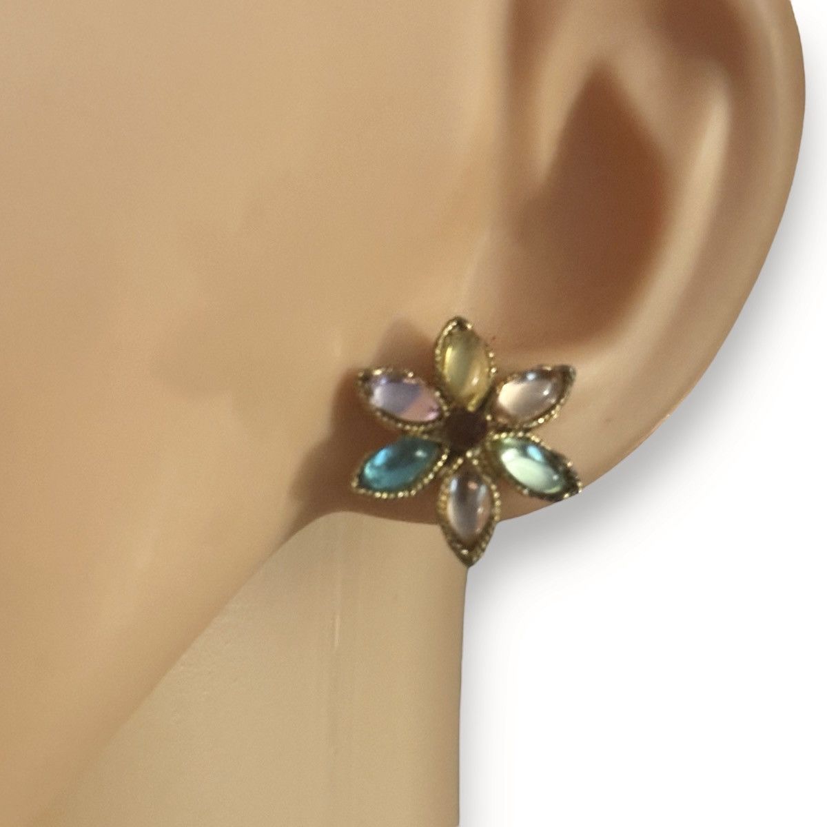 Other Multicolor gemstone flower earrings Size ONE SIZE - 2 Thumbnail