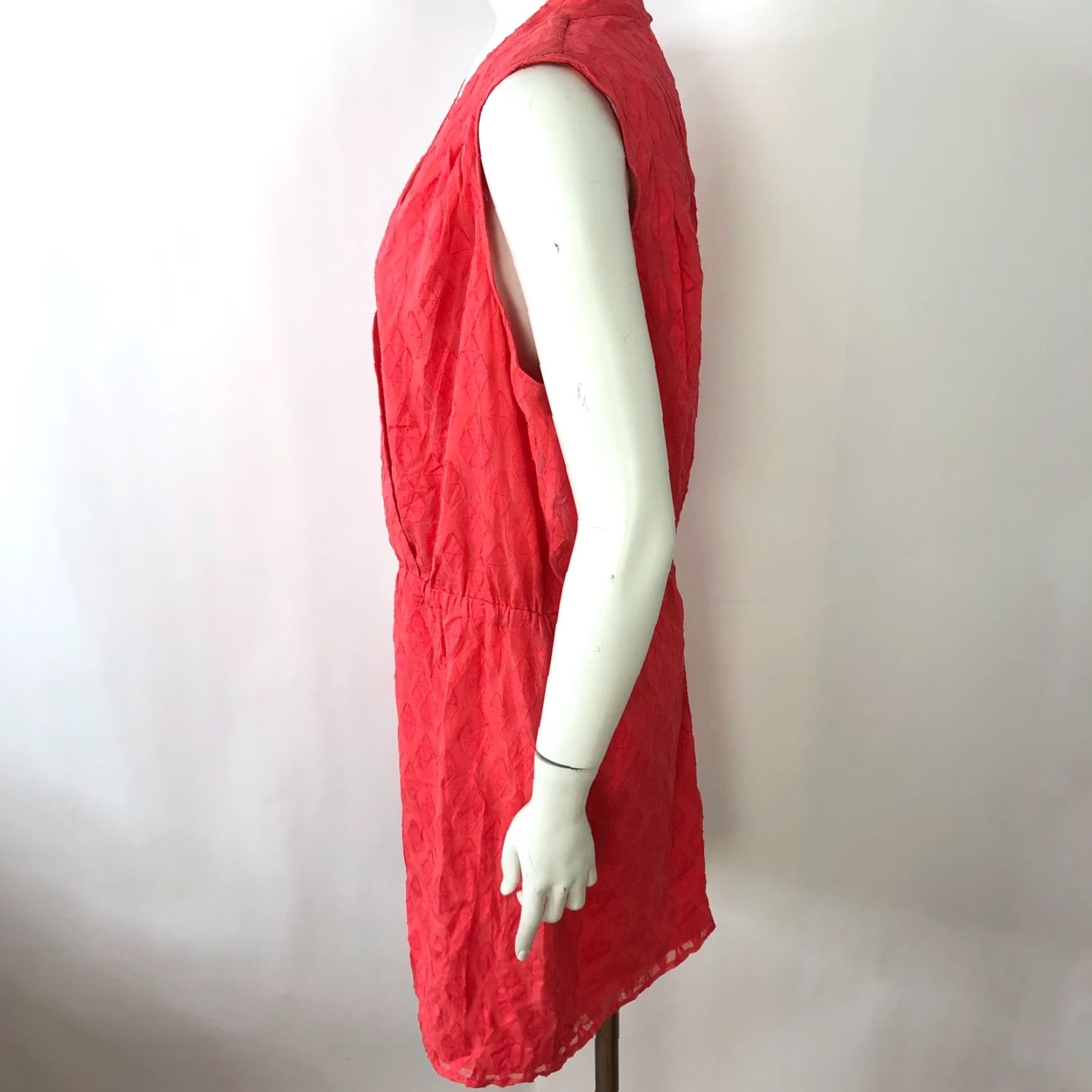 Tori Richard Tori Richard NO TAG LG Distressed Silk Cotton A-Line Wrap Knee Dress Orange Red Shirt? Size L / US 10 / IT 46 - 3 Thumbnail