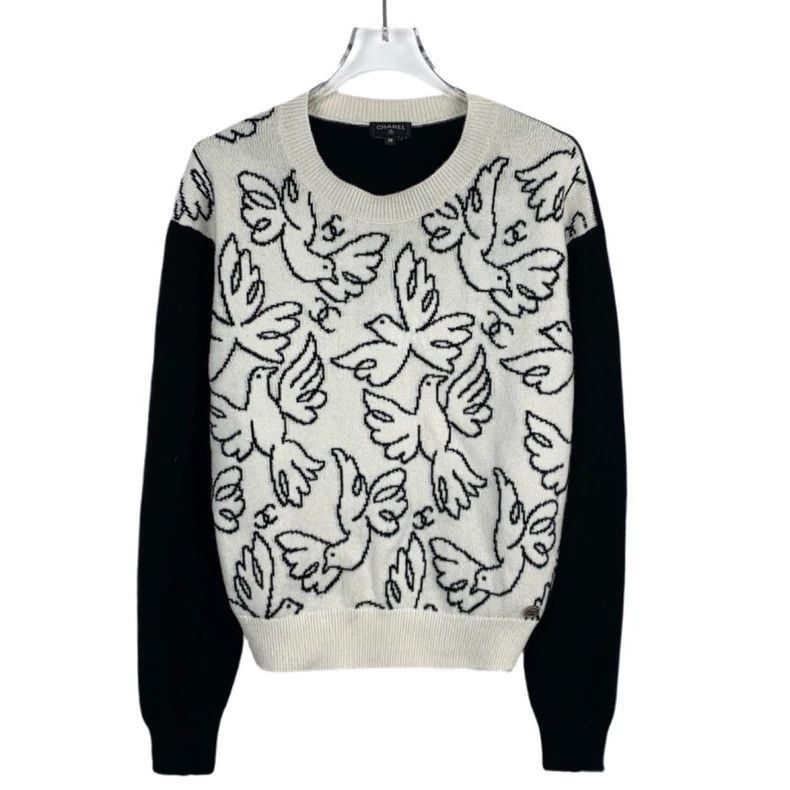 Chanel black and white dove pattern cashmere sweater-dmc Size US S / EU 44-46 / 1 - 1 Thumbnail
