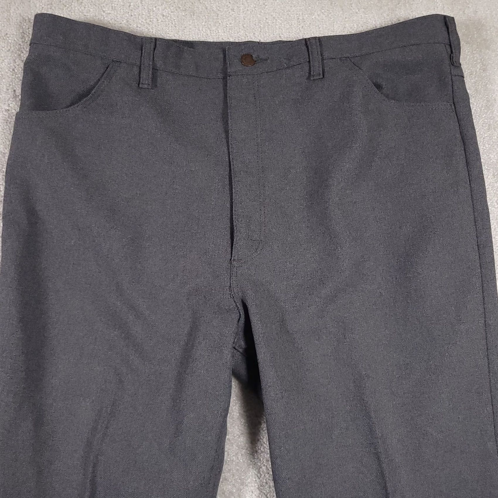 Wrangler VINTAGE Wrangler Pants Dress Slacks Mens 42X34 Gray USA Made Straight Denim? Polyester Dress Pants 40X33 80s USA Cowboy Men Size US 42 / EU 58 - 3 Thumbnail
