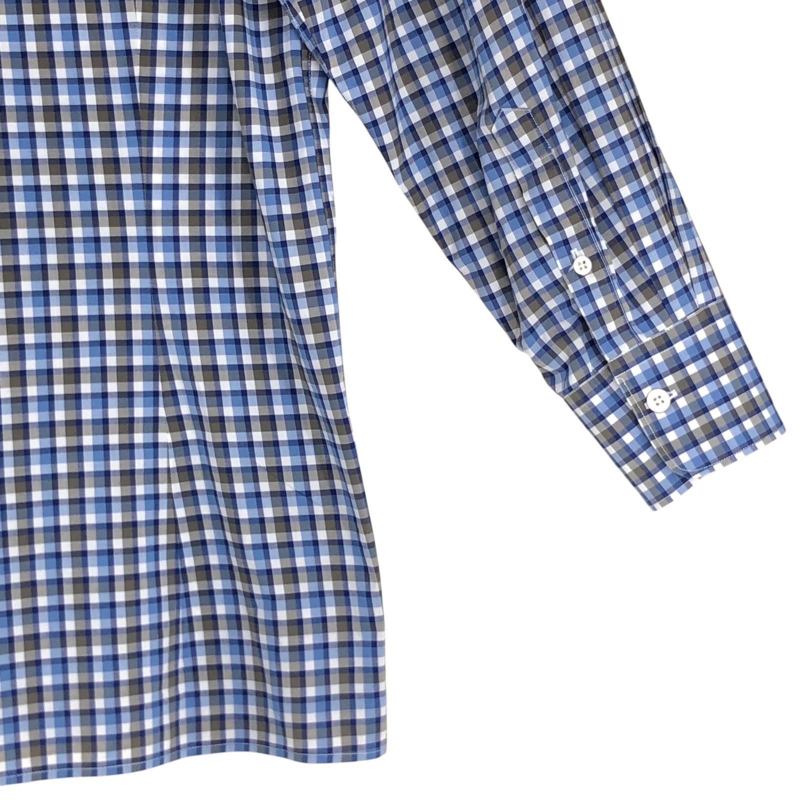 Canali Canali Size L Shirt Casual Button Down Plaid Check Blue Gray Size US L / EU 52-54 / 3 - 12 Thumbnail