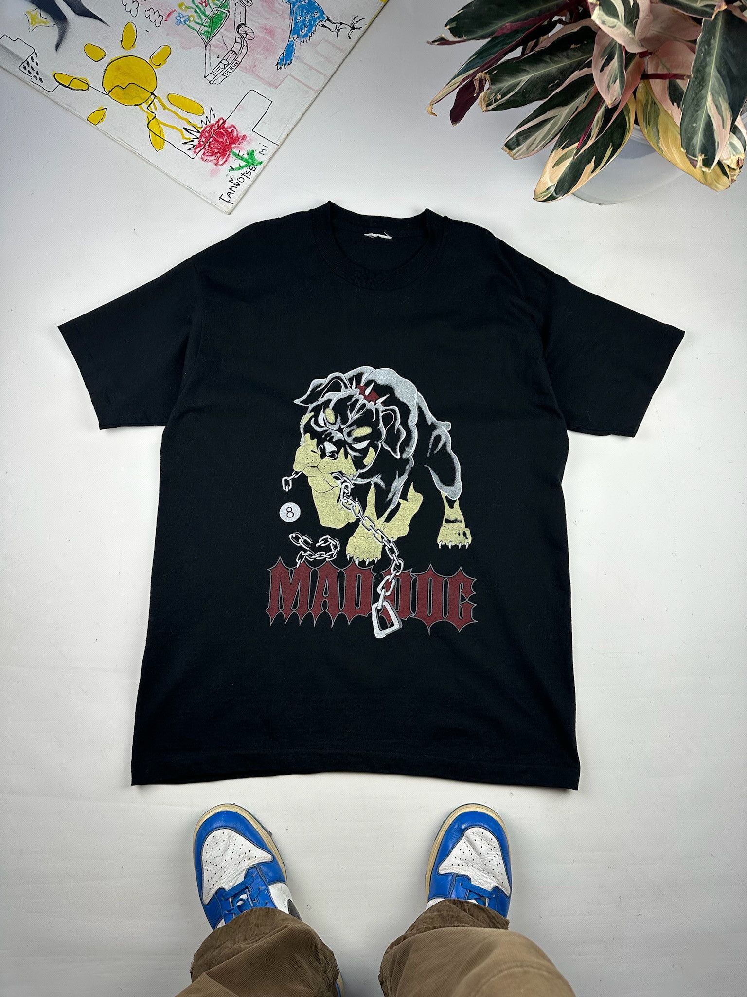 Delta Vintage Mad Dog Bulldog Graphic Tee Black Biker Shirt Size US XL / EU 56 / 4 - 1 Thumbnail