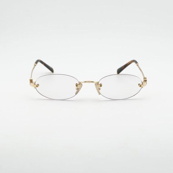 Miu Miu Miu Miu MUA54S 5AK08N Sunglasses Gold Oval Frame Size ONE SIZE - 3 Thumbnail