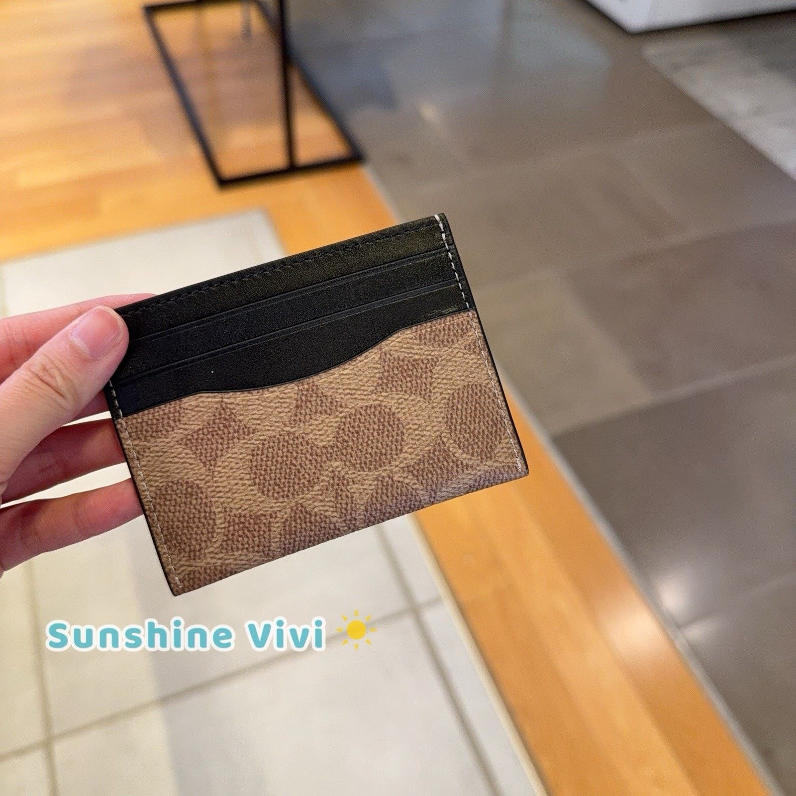 Coach NWT Coach Slim Id Card Case Canvas CW366 TAN/BLACK Size ONE SIZE - 2 Thumbnail