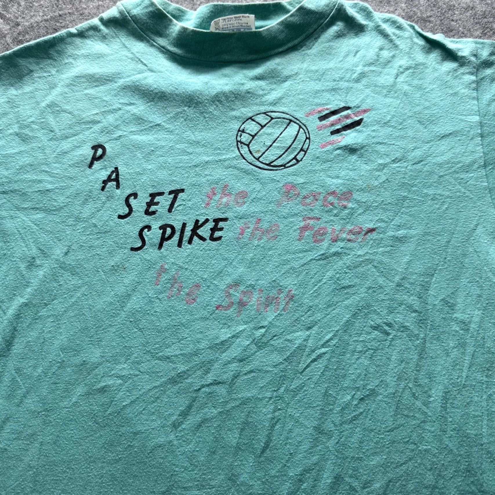 Hanes VINTAGE Hanes Shirt Mens M Green Pass Set Spike Volleyball Graphic Tee Shirt Size US M / EU 48-50 / 2 - 2 Thumbnail