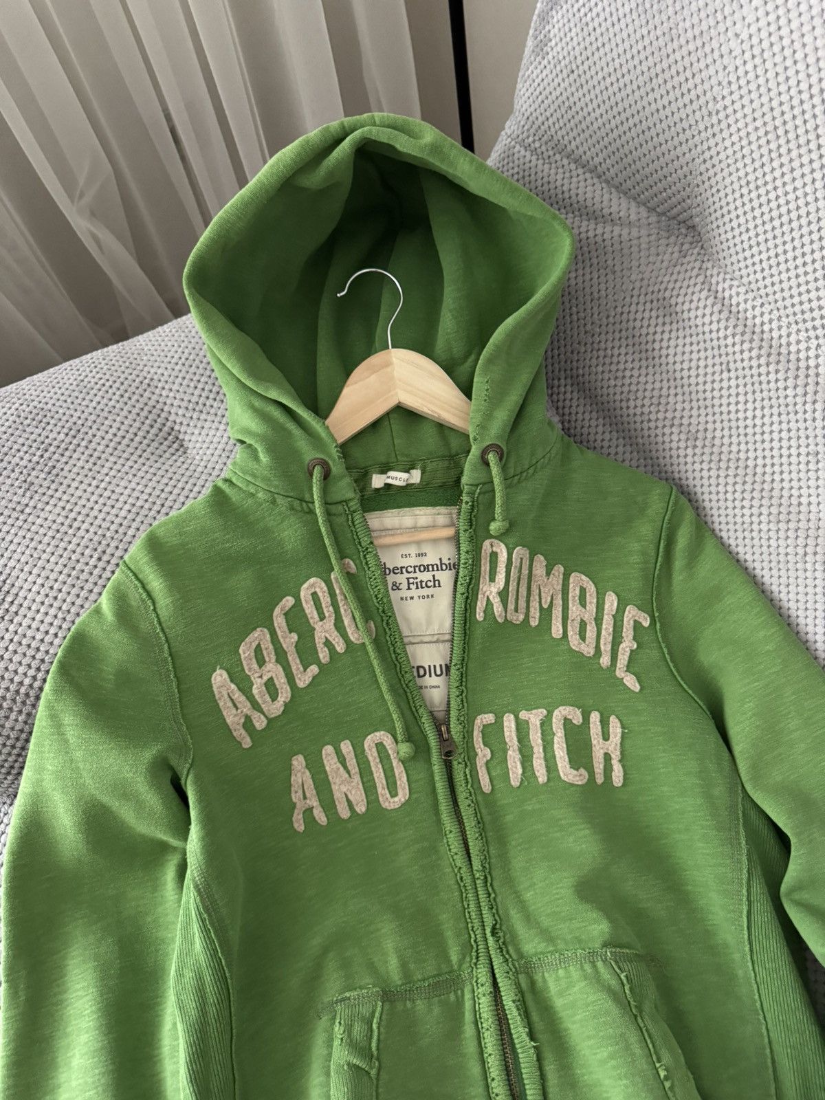 Abercrombie & Fitch Abercrombie & Fitch Y2K Distressed Green Zip Hoodie Size US M / EU 48-50 / 2 - 8 Thumbnail