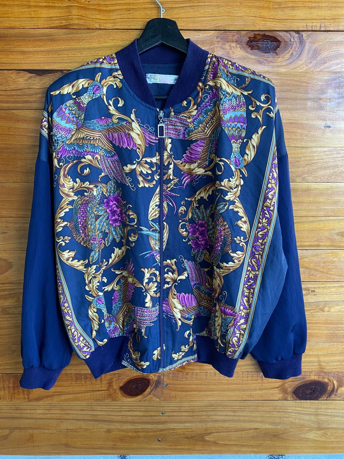 Vintage Vintage DaSjee Bomber Jacket Baroque Bird Floral Pattern Size L / US 10 / IT 46 - 3 Thumbnail