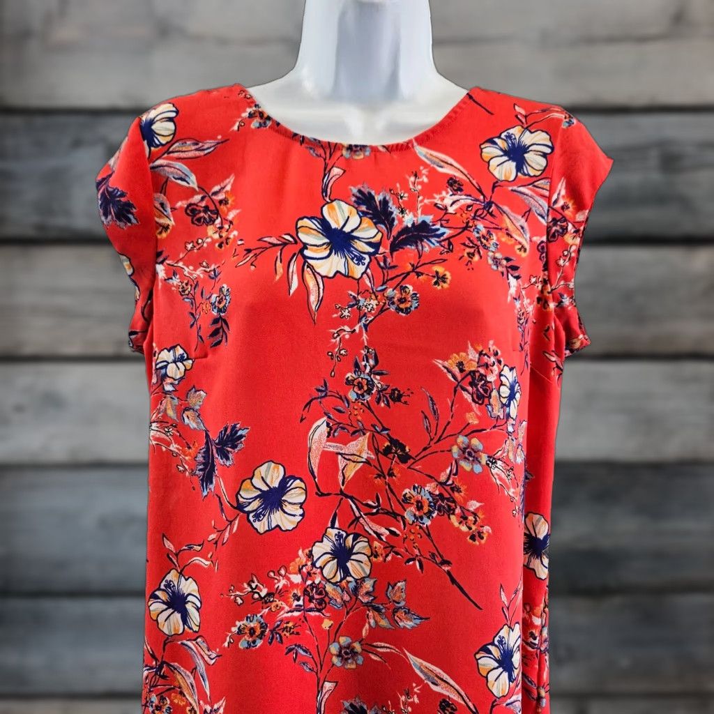 Pinko Daniel Rainn DR2 Womens Top Sz Small Pink Blue Floral Short Sleeve Blouse Womens Short Sleeve Pink Floral Small Size S / US 4 / IT 40 - 1 Thumbnail