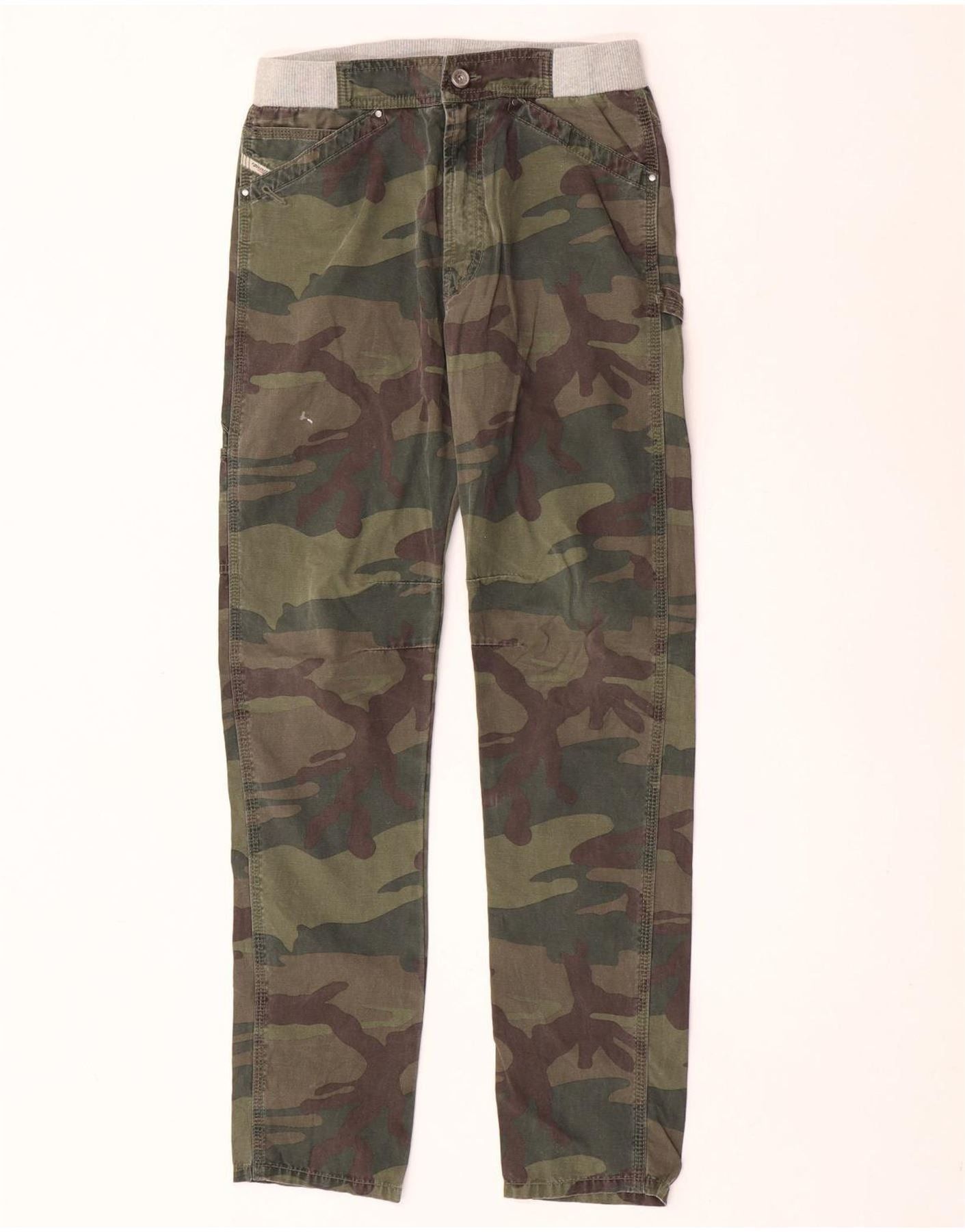 Diesel Boys Straight Cargo Trousers 12-13 Years W26 L28 Khaki Camou Size 30" / US 8 / IT 44 - 1 Thumbnail