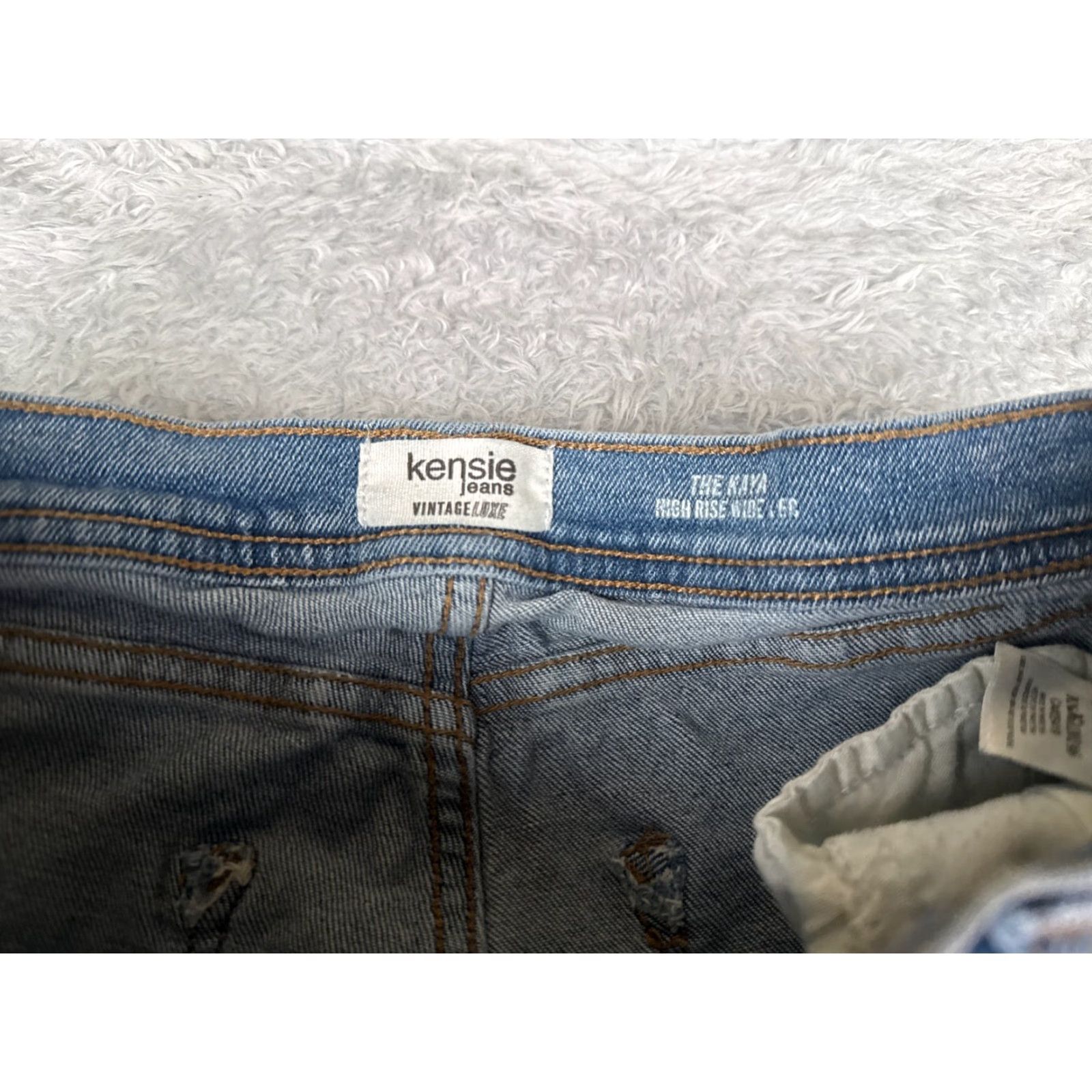 Vintage Kensie Girl Wide Leg Jeans Womens 8 Blue Denim Mid Rise Distressed 28x30 90s Size 30" / US 8 / IT 44 - 6 Thumbnail