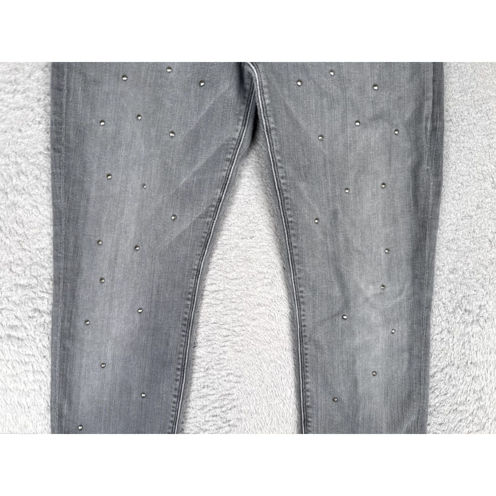 Hudson Hudson Womens Skinny Jeans Gray Medium Wash Studded 29x28 Slim Stretch Mid Rise 5-Pocket Denim Size 29" - 3 Thumbnail