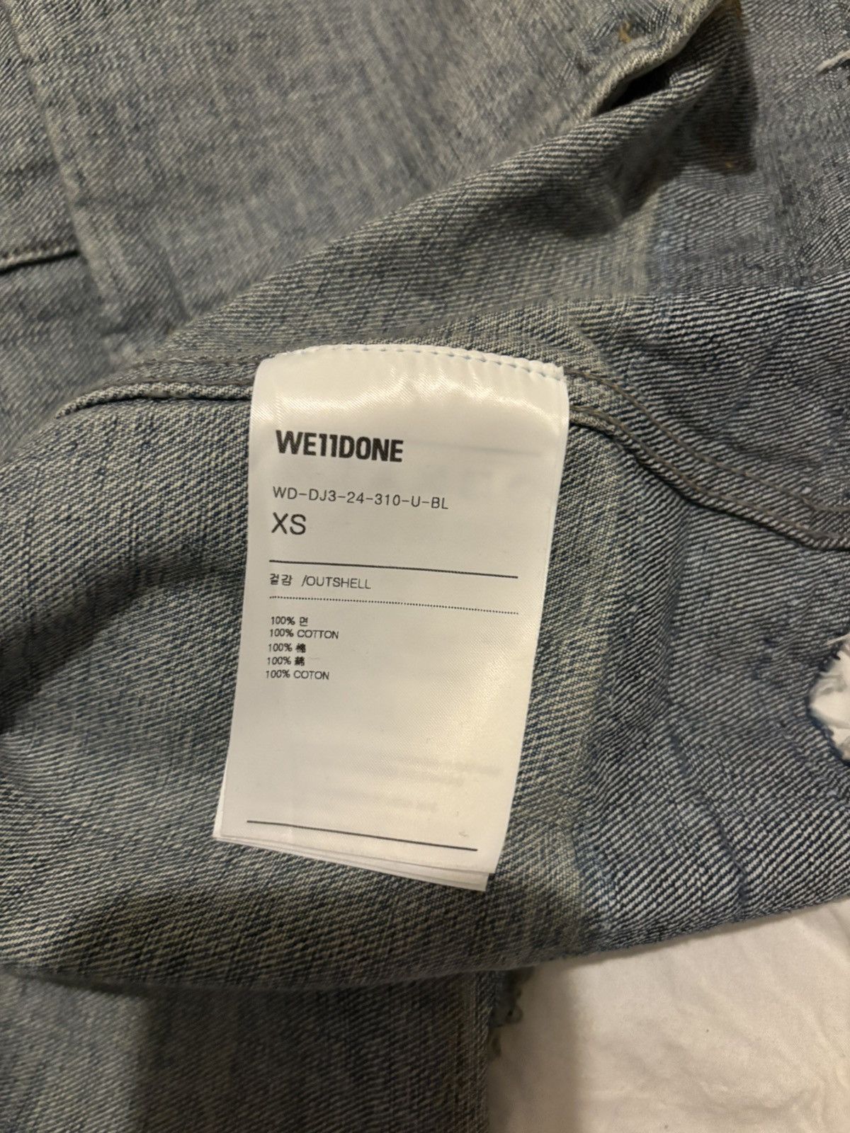 WE11DONE WE11DONE Blue Distressed Denim Jacket Size US XXS / EU 40 - 6 Thumbnail