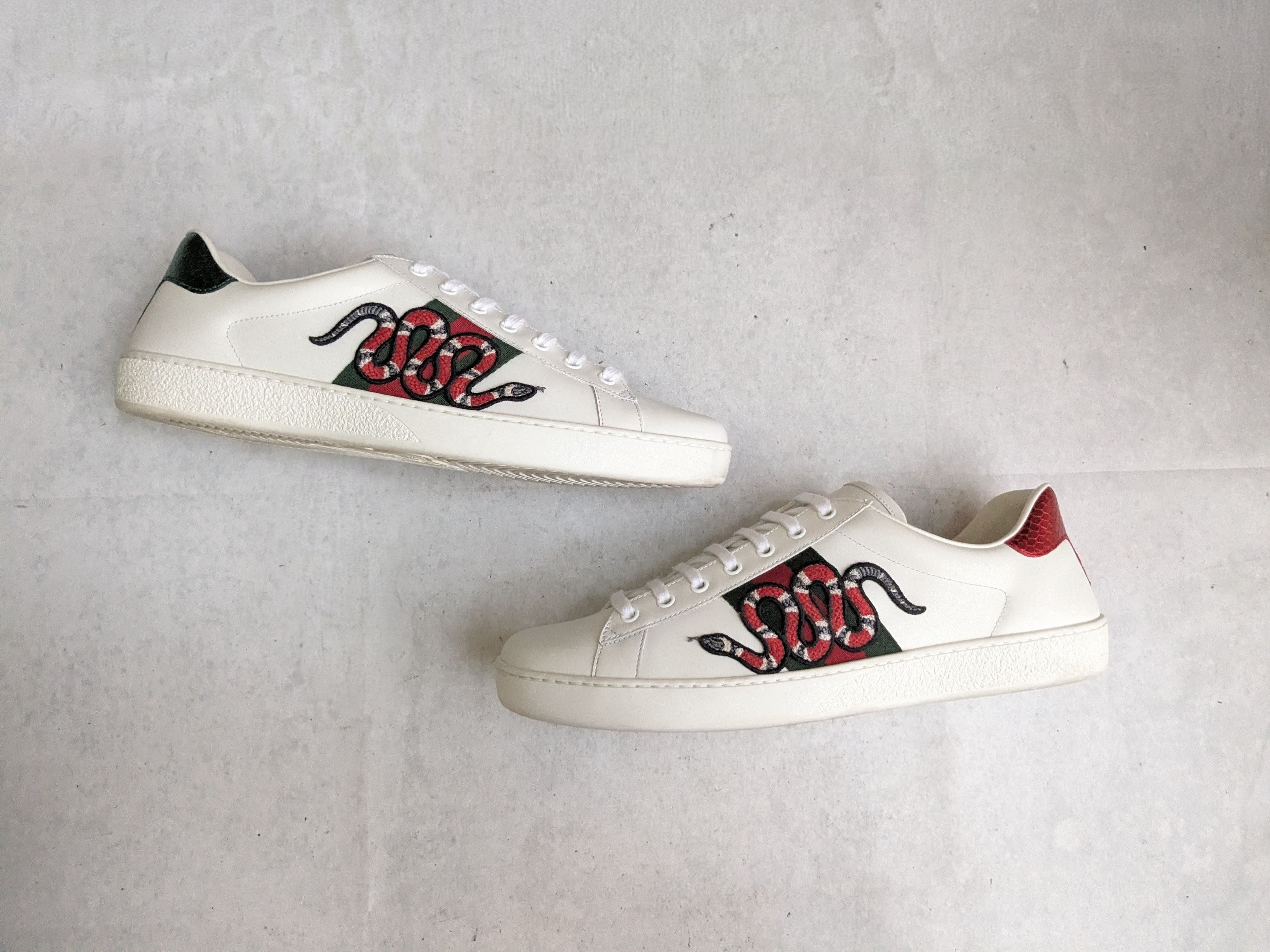 Gucci Gucci Ace Sneakers Snake 12.5 White Leather Low Tops Size US 12.5 / EU 45-46 - 1 Thumbnail