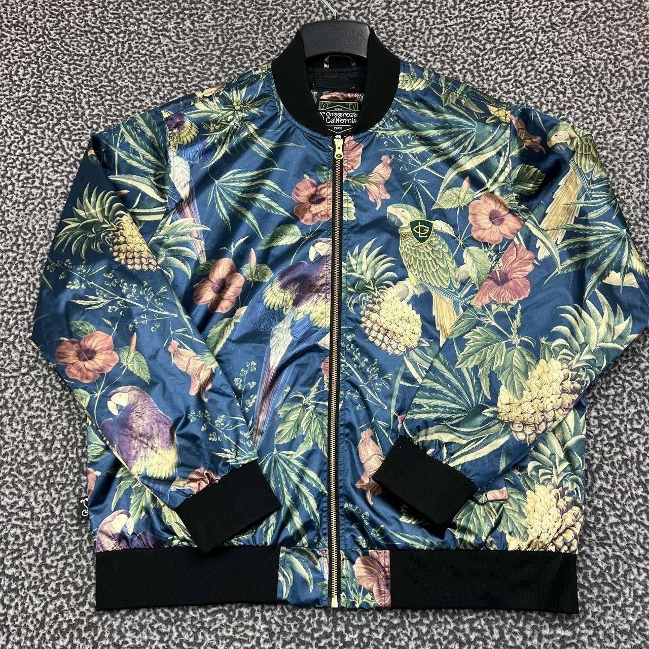 Grassroots California Greg Lutzka Bomber Jacket Men XL Floral Full Zip Long Sleeve Size US XL / EU 56 / 4 - 1 Thumbnail