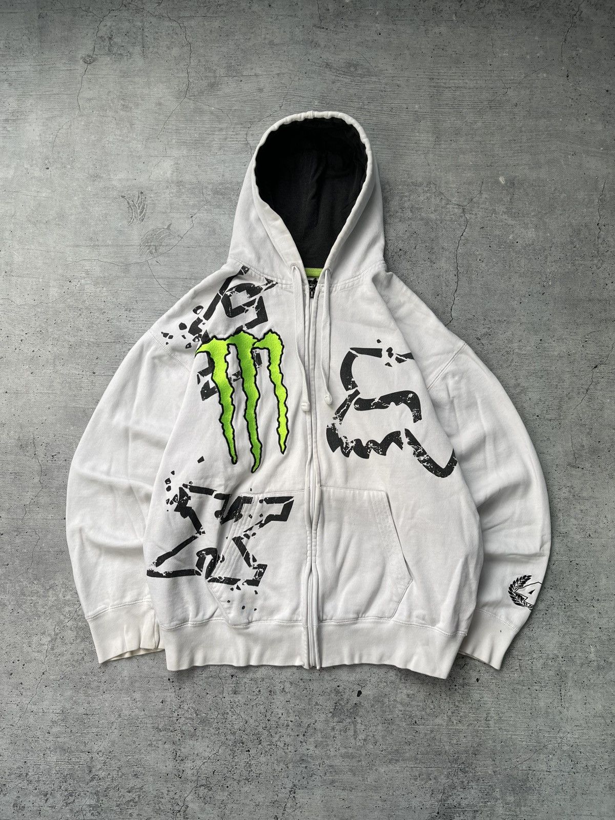 RARE Y2K Monster Energy Fox Racing Zip Up Hoodie