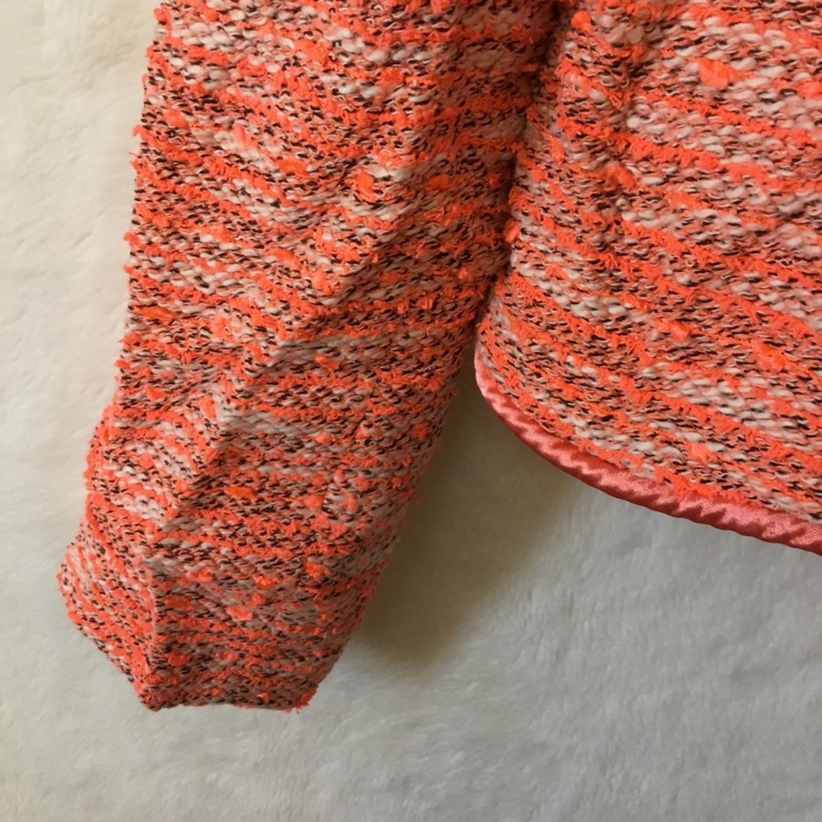 Other Orange Vintage Tweed Front Zip-Up Detail Jacket With Pockets Size XS / US 0-2 / IT 36-38 - 14 Thumbnail