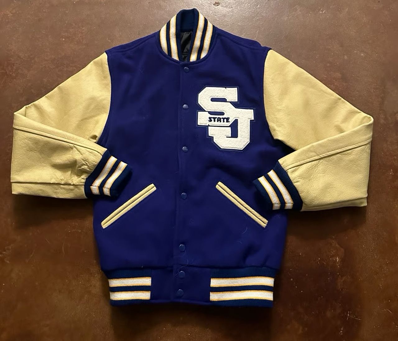 Vintage Maverick SJ State Leather Wool Varsity Jacket