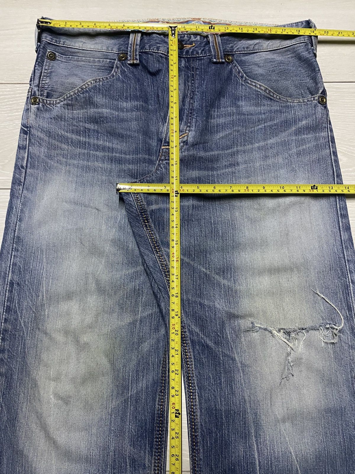 Junya Watanabe Vintage Edwin XVS Faded Wash Thunder Buckle Back Distressed Size US 37 - 14 Thumbnail
