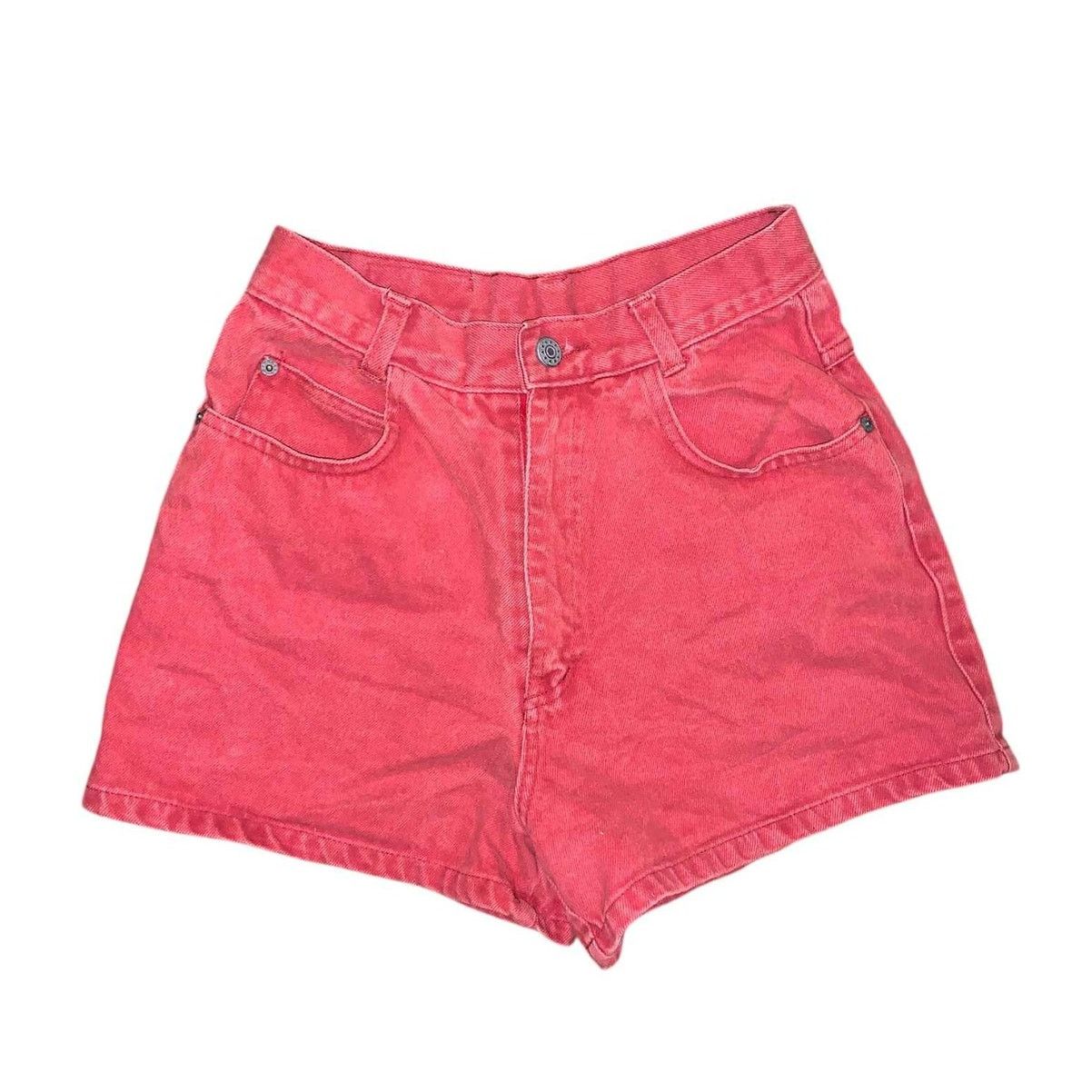 Other 80s 90s Red Jean Shorts High Waist Morocco 9/10 Waist 27" Size 32" / US 10 / IT 46 - 1 Thumbnail