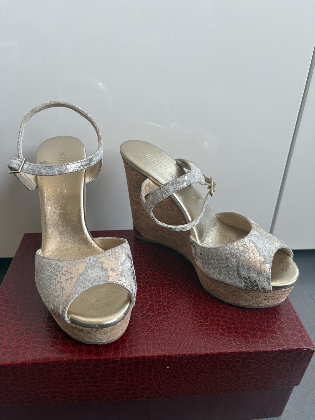 Jimmy Choo Jimmy Cho Metallic Snakeskin Spadrille Size US 8 / IT 38 - 2 Thumbnail