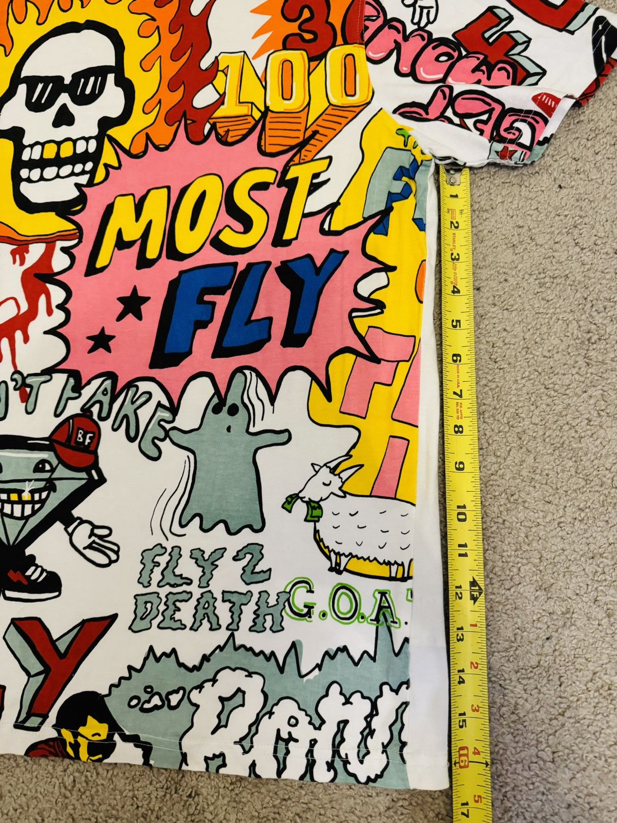 Born Fly Born Fly Men's All Over Print Graphic T-Shirt in White L Size US L / EU 52-54 / 3 - 10 Thumbnail