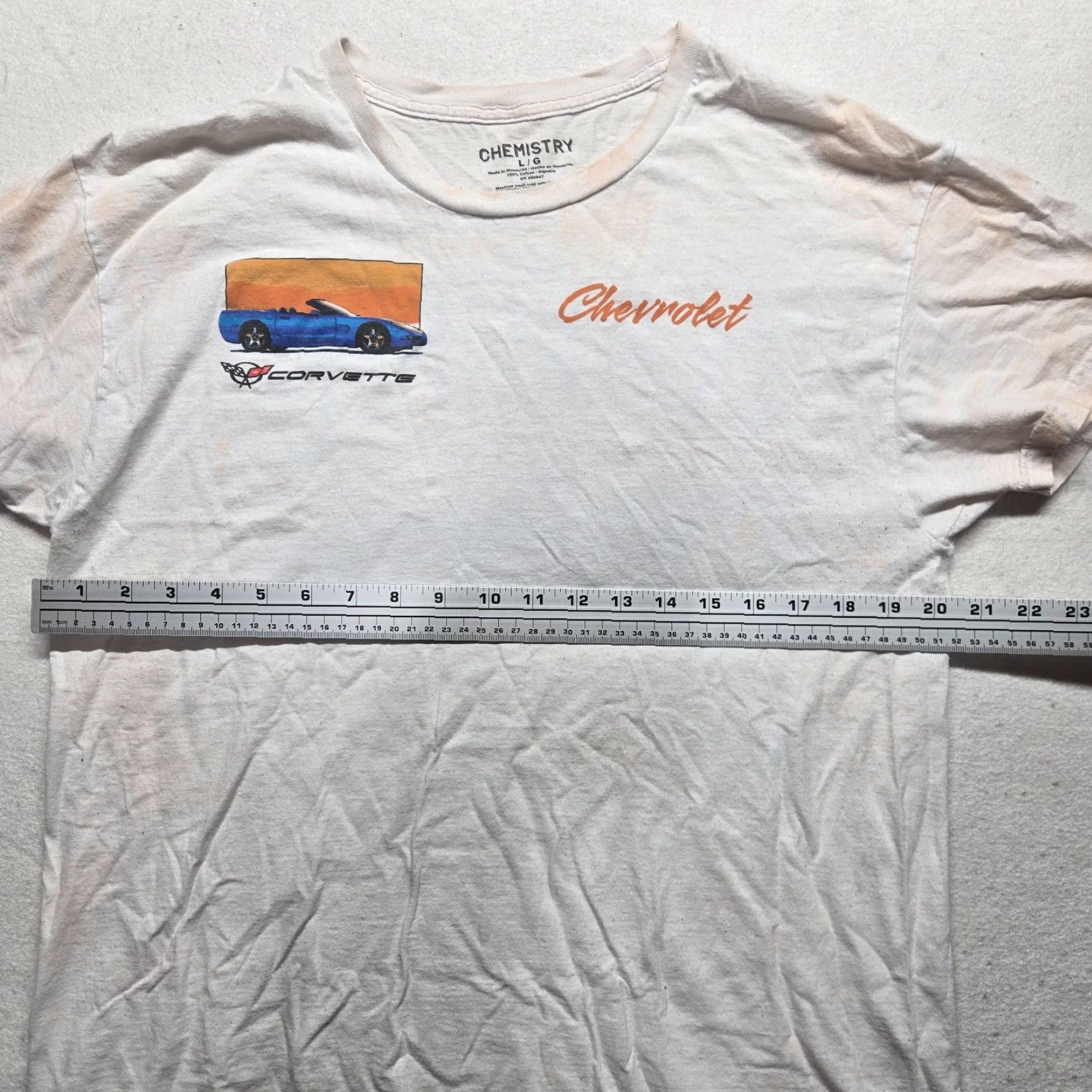 Vintage Chemistry Chevrolet 1998 Corvette Graphic White T-Shirt Men Adult L Large Short Sleeve Crew Neck Shirt Mens Size US L / EU 52-54 / 3 - 6 Thumbnail