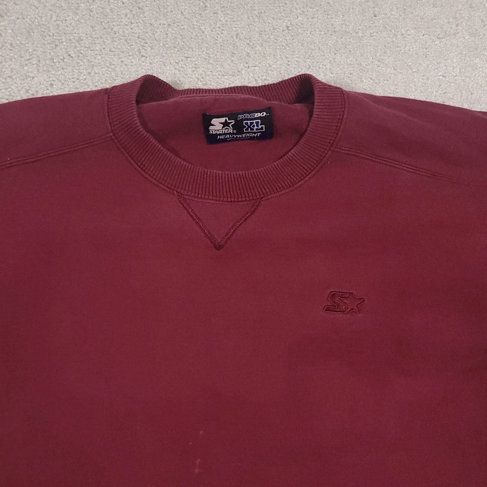 Starter VINTAGE Starter Sweatshirt Mens XL Maroon Heavyweight Crewneck Pullover Embroidered Logo 90s Sports Size US XL / EU 56 / 4 - 3 Thumbnail