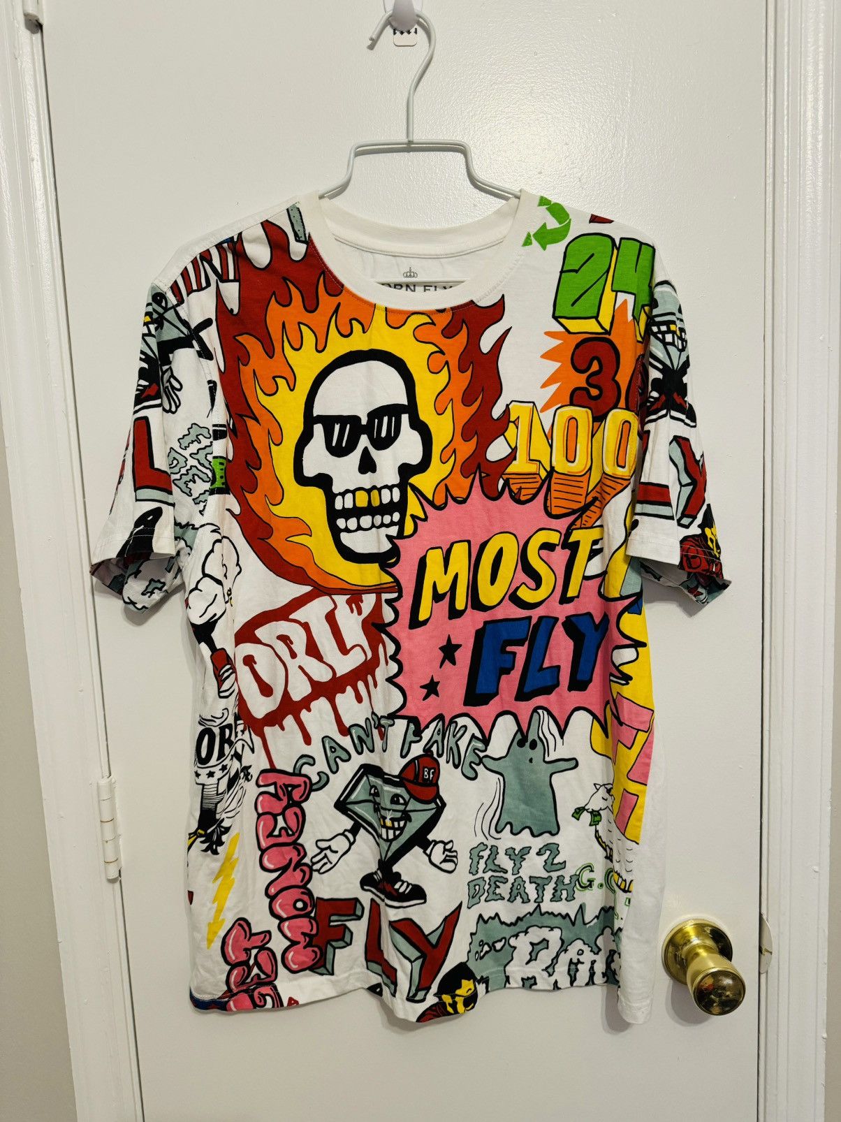 Born Fly Born Fly Men's All Over Print Graphic T-Shirt in White L Size US L / EU 52-54 / 3 - 3 Thumbnail