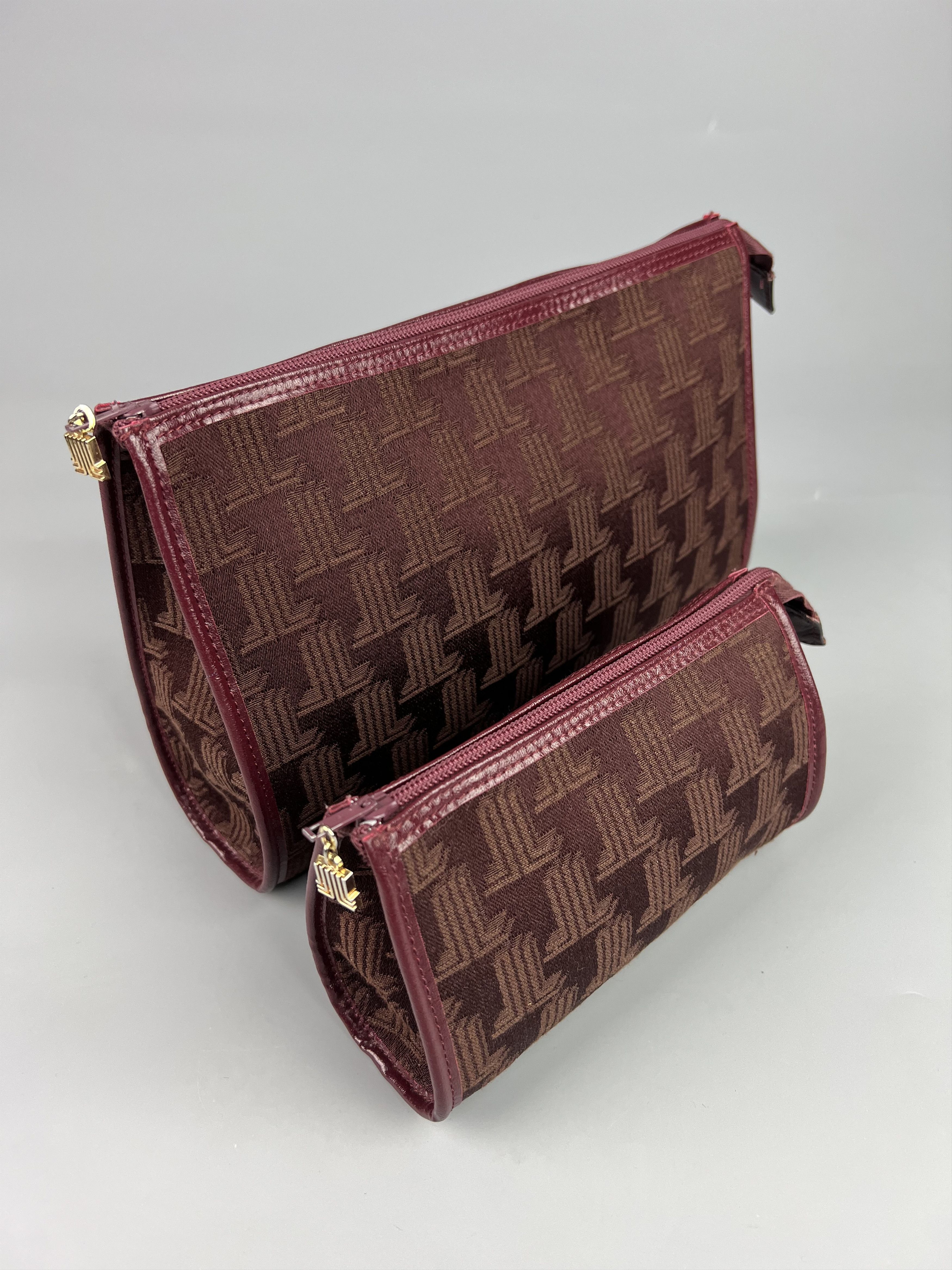 Lanvin Lanvin Set Monogram Logo Canvas Leather Clutch Cosmetic Bag Size ONE SIZE - 1 Thumbnail