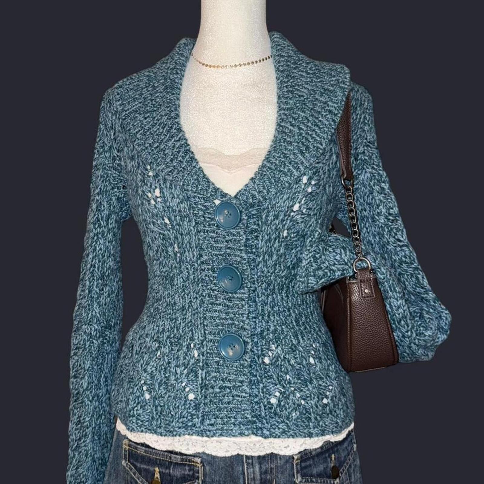 Other 🩵 Vintage Knit Cardigan Top – Fits Like Size Small 🩵 Size S / US 4 / IT 40 - 1 Thumbnail