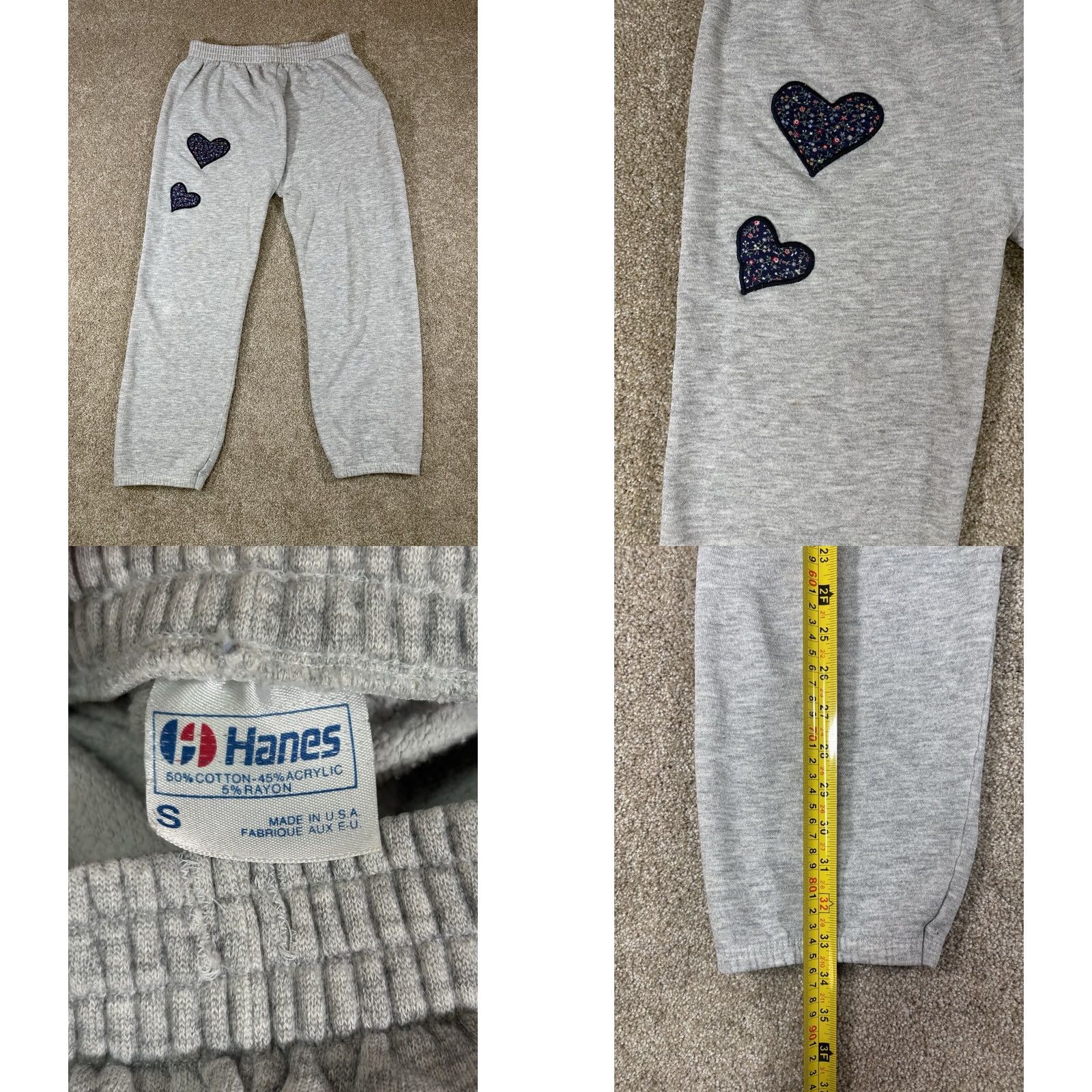 Hanes VINTAGE Hanes Grey Sweatsuit Collared Heart Embroidered USA Made • Womens M-L Sweatsuit Gray 1990s Boho USA Hanes Shirts/Hoodies Size M / US 6-8 / IT 42-44 - 8 Thumbnail