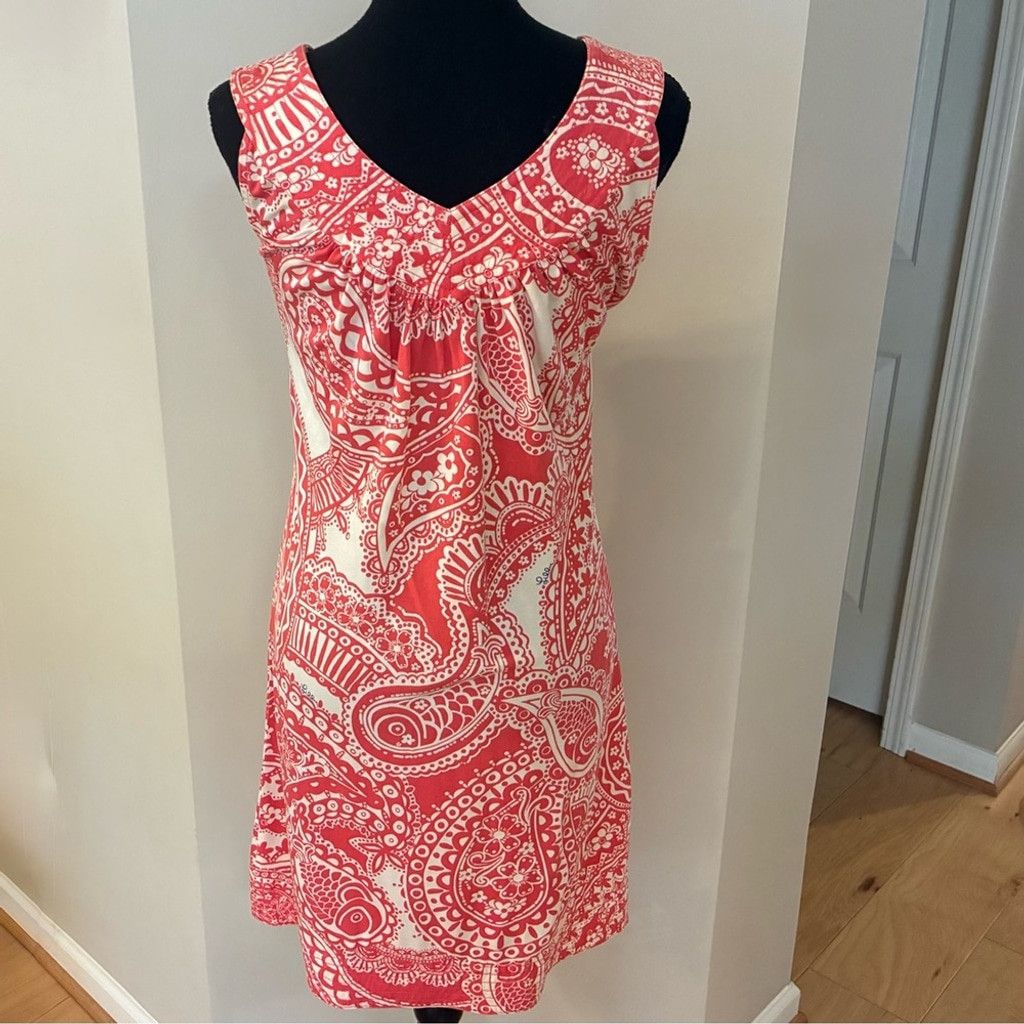 Lilly Pulitzer Lily Pulitzer XS red/coral and white sleeveless sheath dress Size XS / US 0-2 / IT 36-38 - 2 Thumbnail